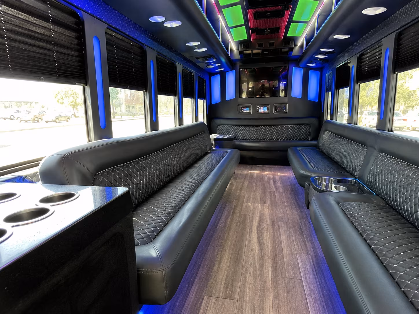 edmond 15 passenger party bus inside