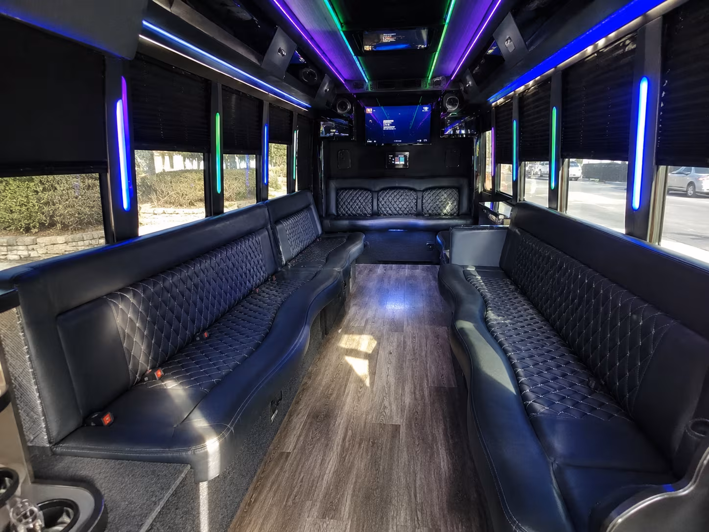 edmond 15 passenger party bus interior