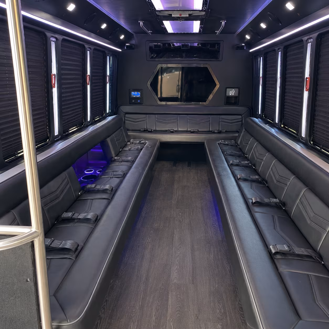 edmond 18 passenger party bus interior