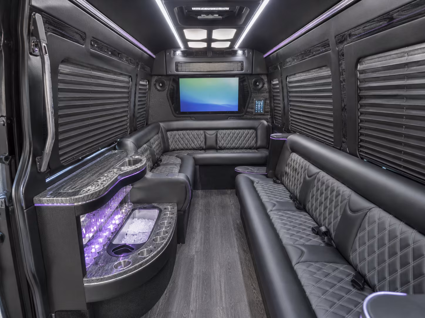 edmond 25 passenger party bus interior