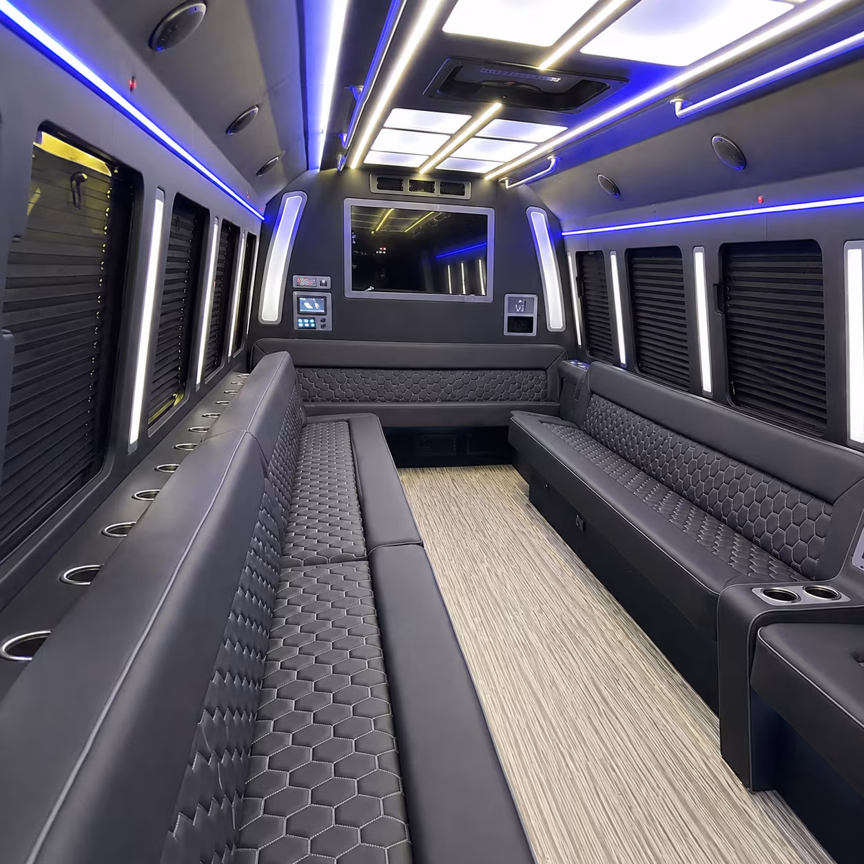 edmond 40 passenger party bus inside