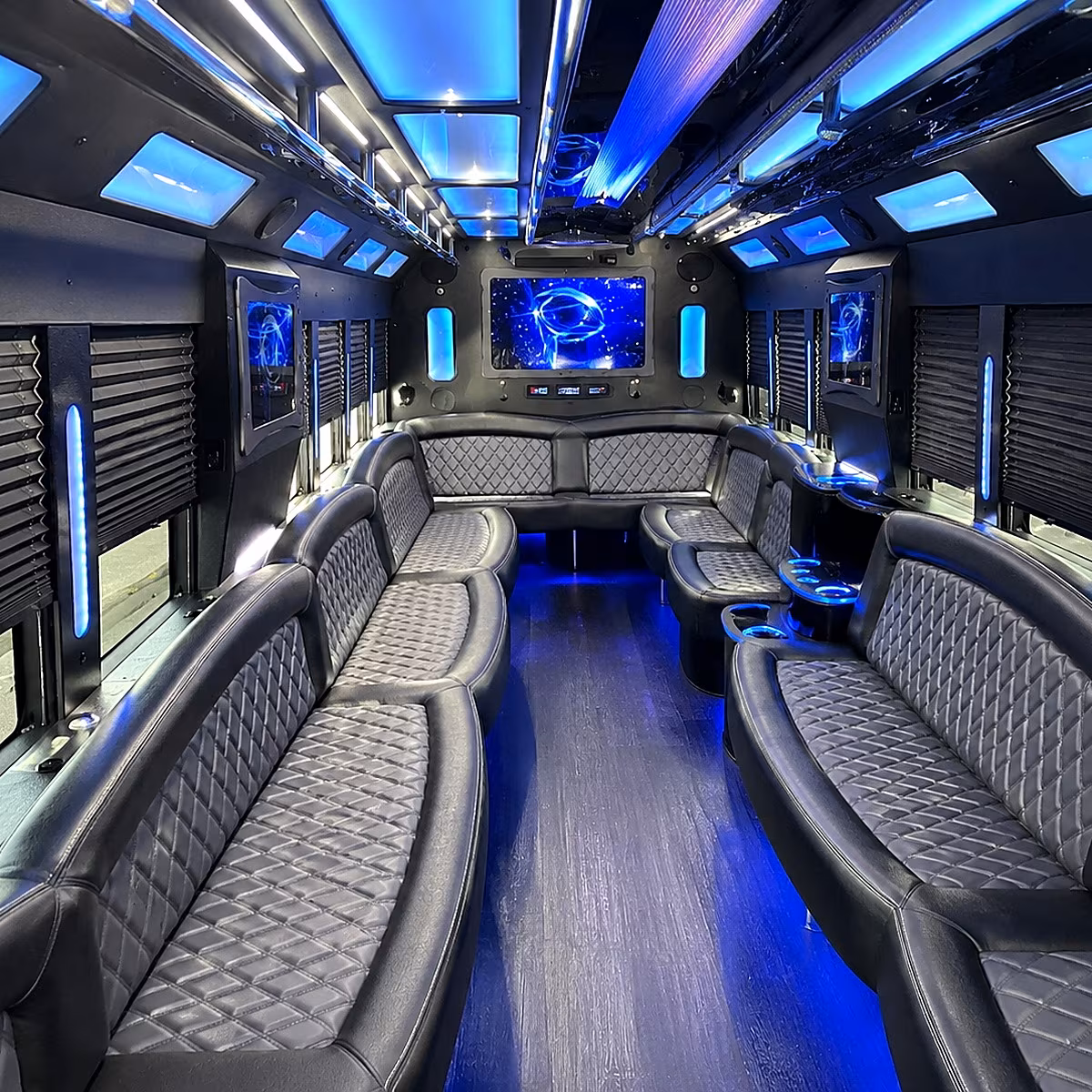 edmond 50 passenger party bus interior